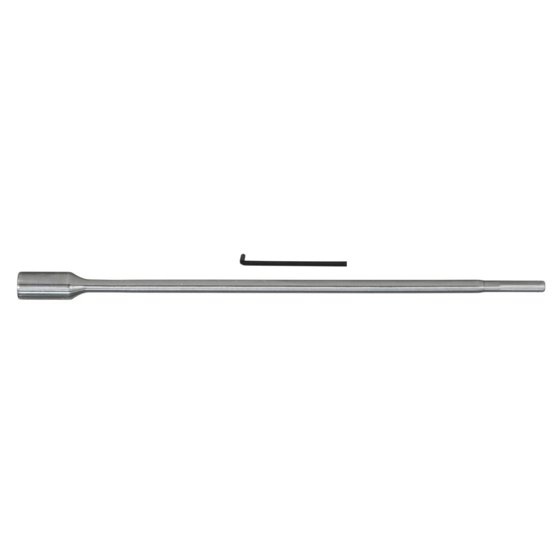 MAKITA Jatkovarsi 300 mm 1/4" Hex lattapuuporanterille. Kuvassa jatkovarsi ja kuusiokoloavain sivustapäin.