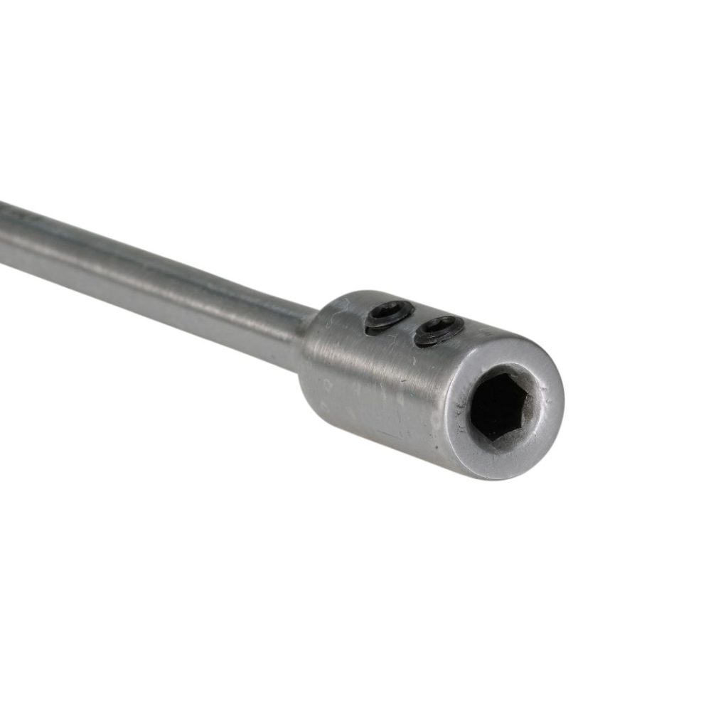 MAKITA Jatkovarsi 300 mm 1/4" Hex lattapuuporanterille. Lähikuva jatkovarresta etuviistosta.