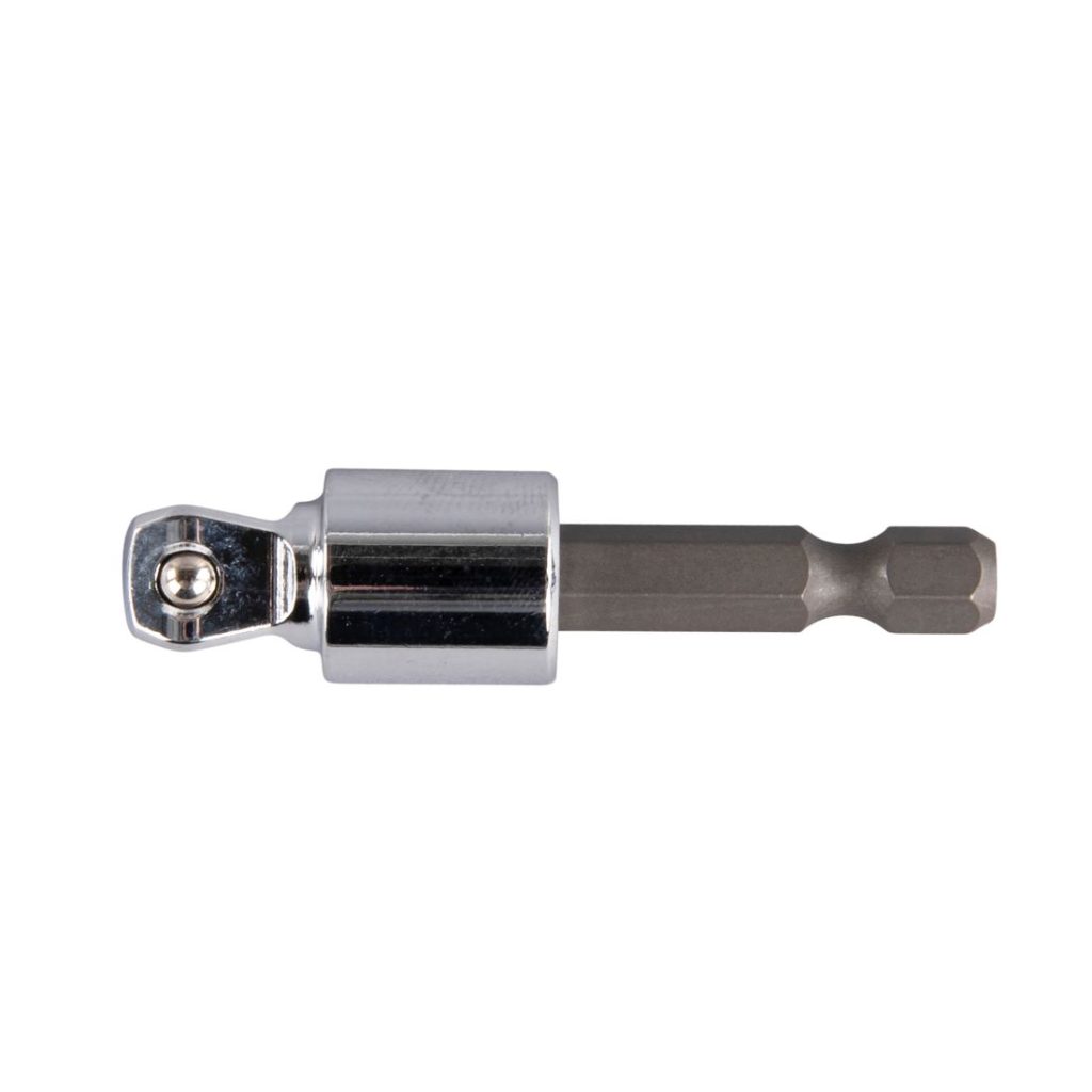MAKITA Hylsyadapteri 1/4" bitsikiinnityksestä 3/8" neliöpää hylsykiinnitykselle, 50 mm. Wobble. Kuvassa hylsyadapteri sivustapäin.