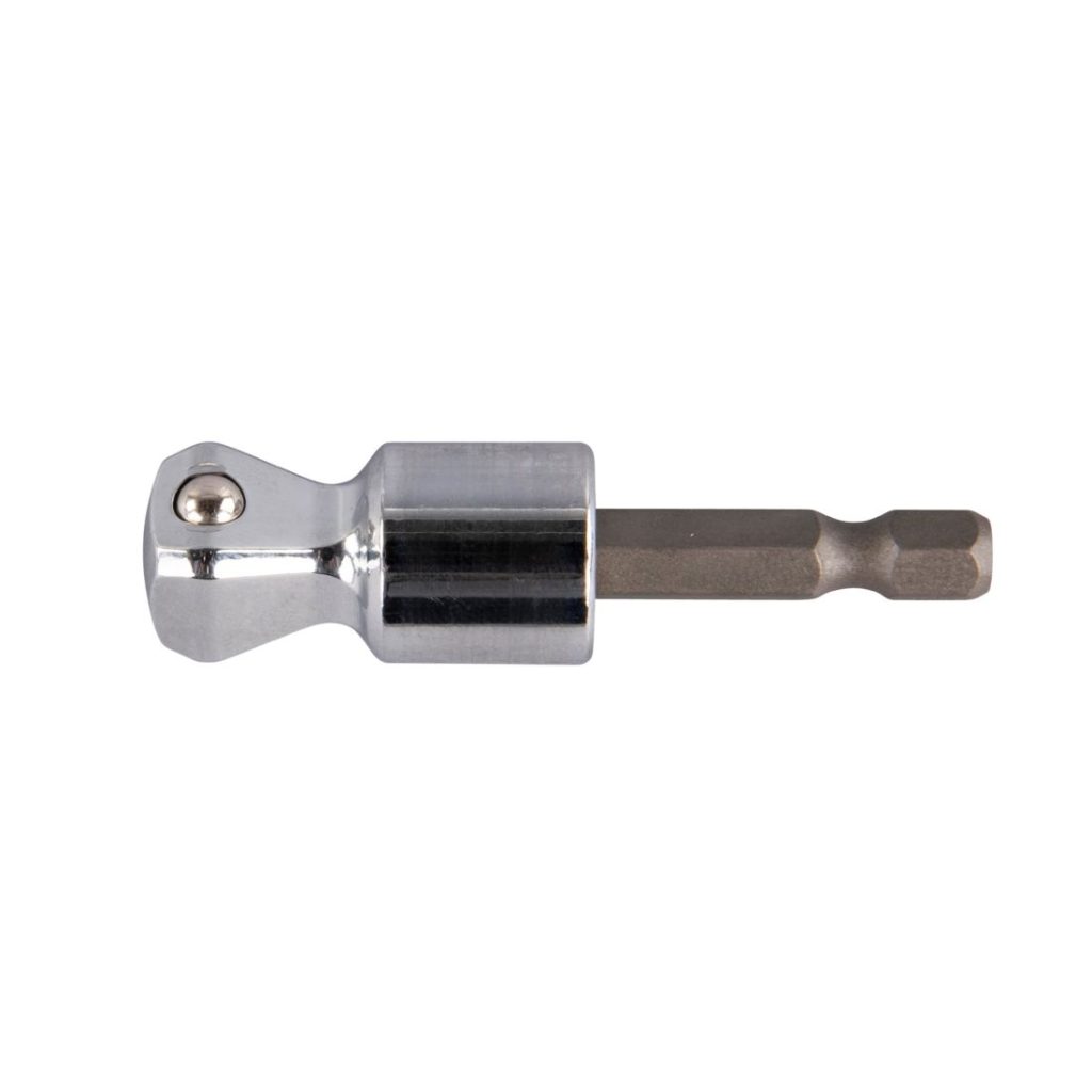 MAKITA Hylsyadapteri 1/4" bitsikiinnityksestä 1/2" neliöpää hylsykiinnitykselle, 60 mm. Wobble. Kuvassa hylsyadapteri sivustapäin.
