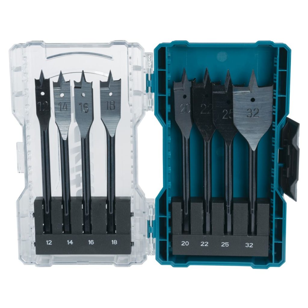 MAKITA Poranteräsarja 1/4" kuusiokantakiinnitys, 8-osaa. Kuvassa poranteräsarja edestäpäin.