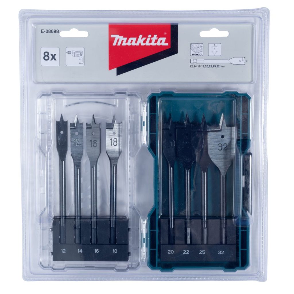 MAKITA Poranteräsarja 1/4" kuusiokantakiinnitys, 8-osaa. Kuvassa poranteräsarjana pakkaus edestäpäin.