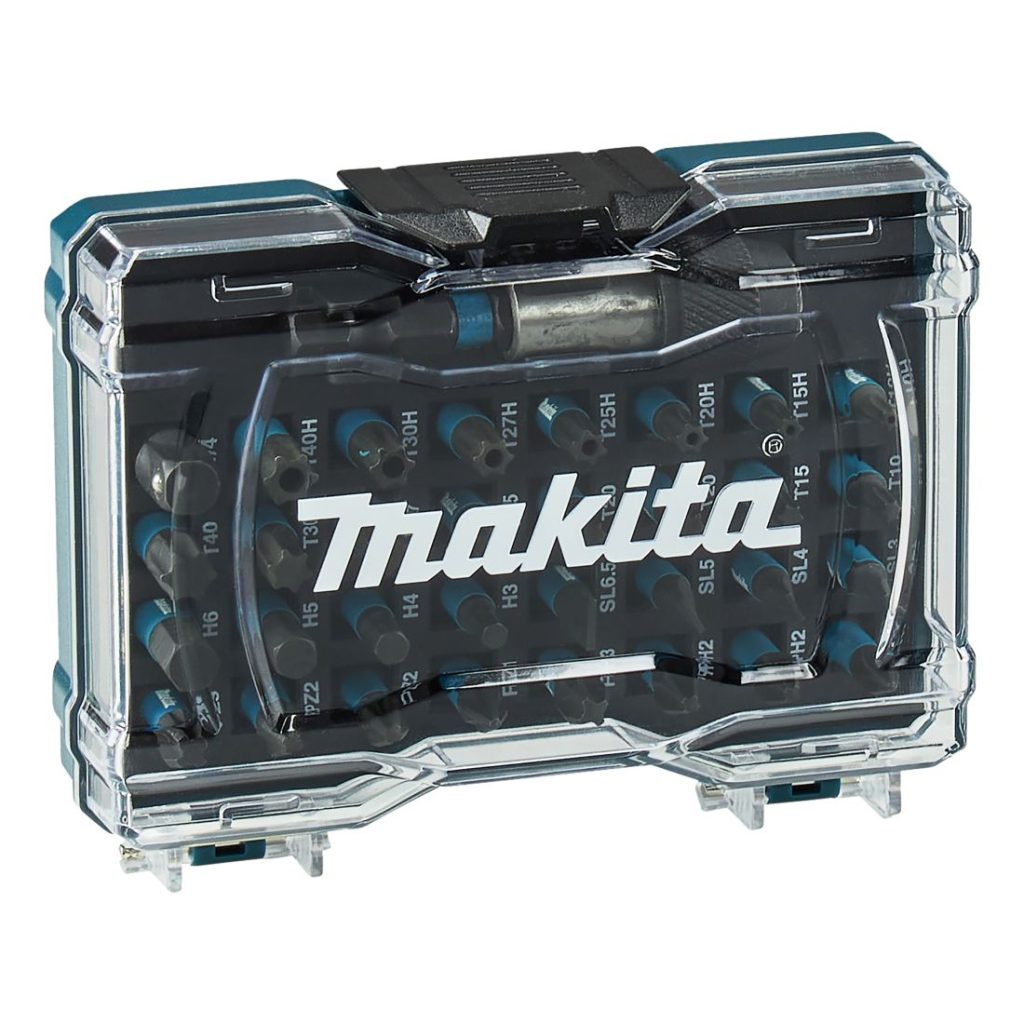 MAKITA Ruuvauskärkisarja Makita Impact Black 33-osainen. Kuvassa suljettu ruuvauskärkisarjan rasia etuviistosta.