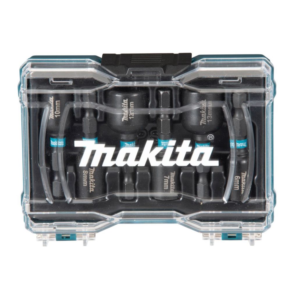 MAKITA Magneettikuusiohylsysarja Impact Black 6-osaa. Kuvassa magneettihylsysarja edestäpäin.