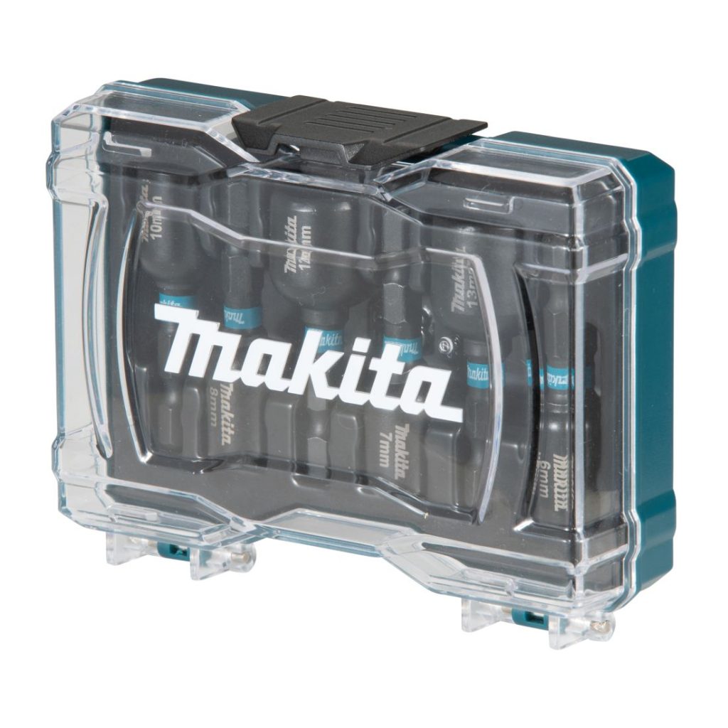 MAKITA Magneettikuusiohylsysarja Impact Black 6-osaa. Kuvassa magneettihylsysarja etuviistosta.