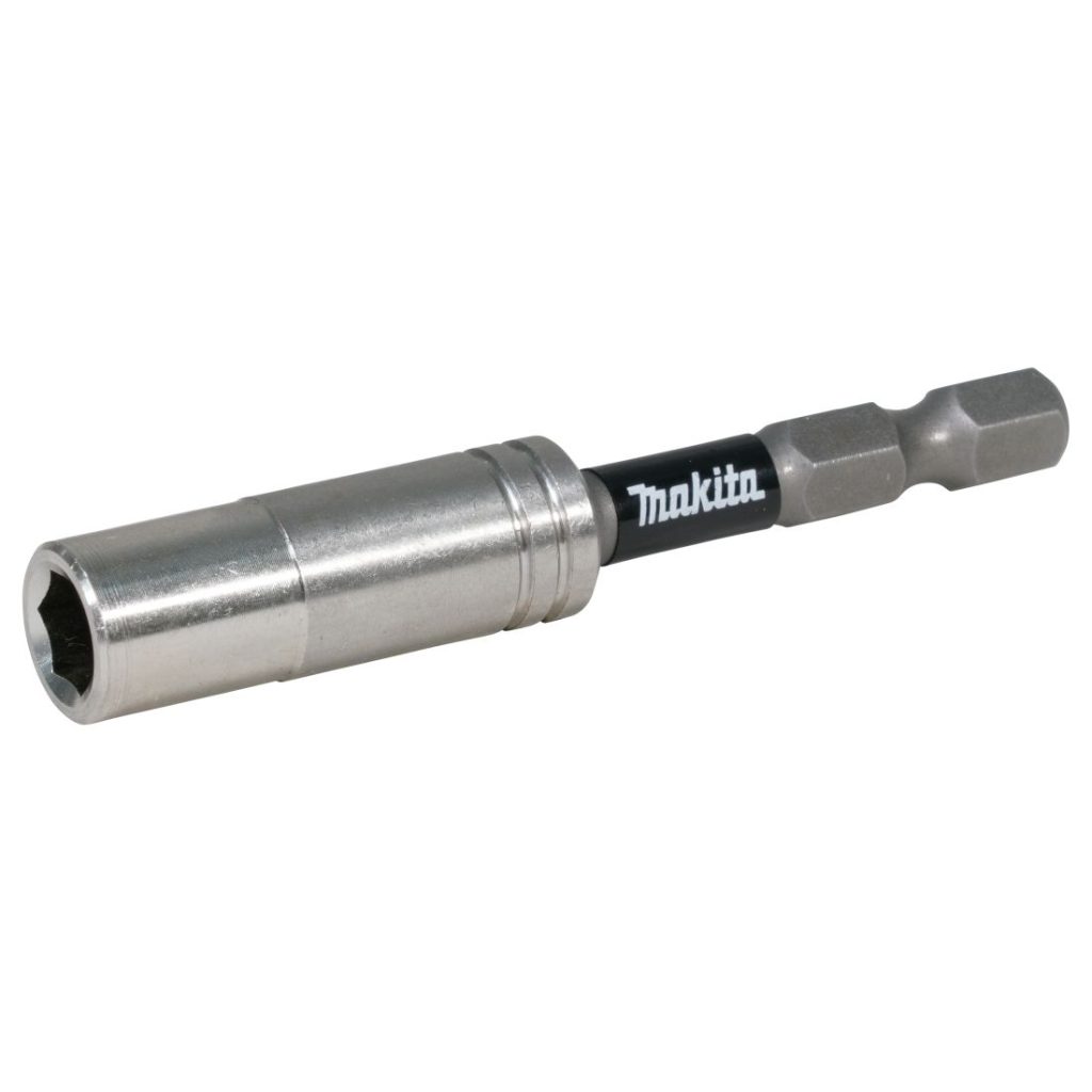 MAKITA Ruuvauskärjen pidin Impact Premier 1/4" 68 mm, magneetilla. Kuvassa ruuvauskärjen pidin yläetuviistosta.