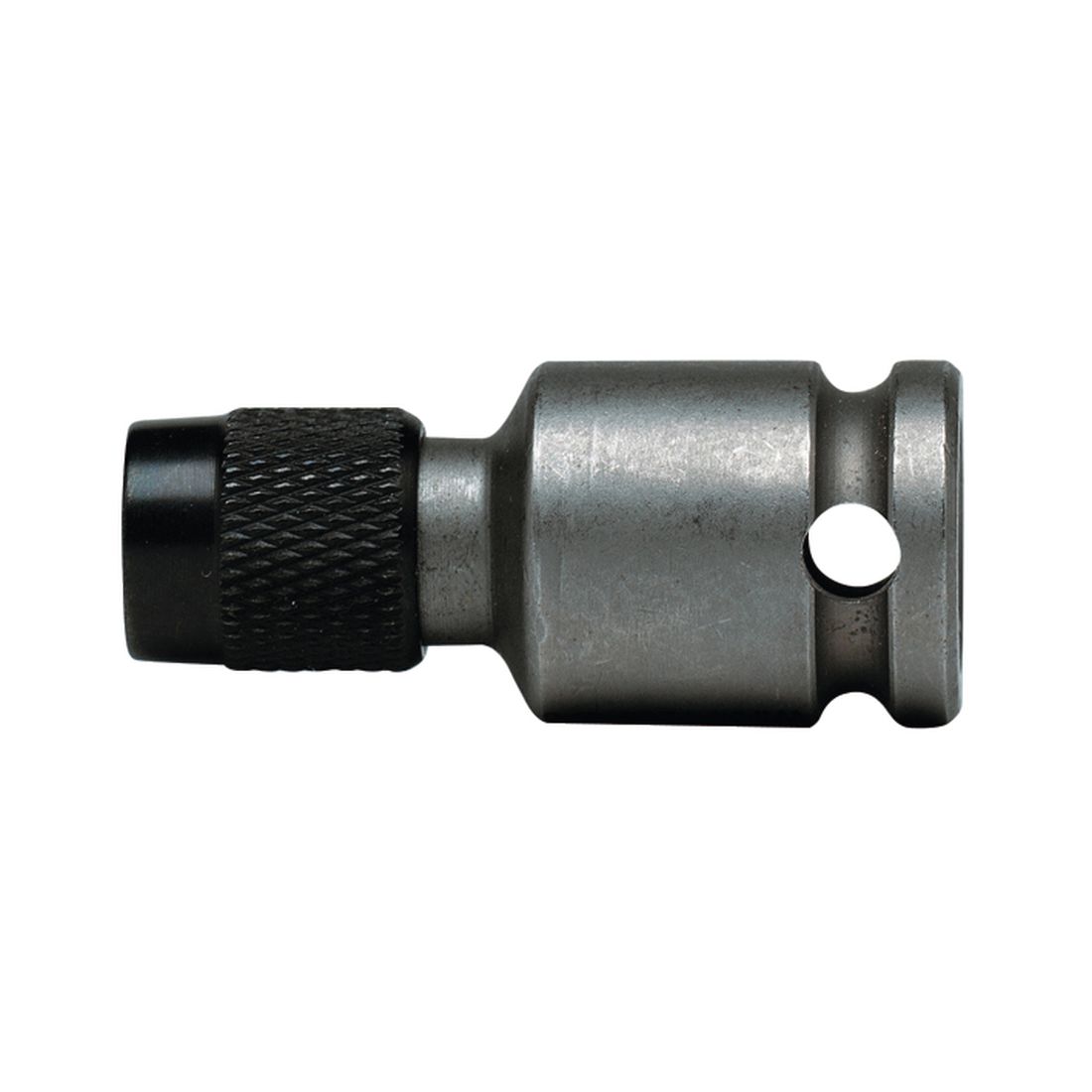 MAKITA Bitsiadapteri 3/8in vääntimiin 1/4in bitseille, lukittava. Kuvassa bitsiadapteri sivustapäin.