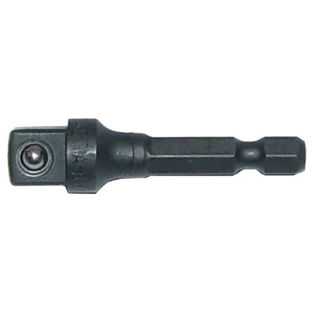 MAKITA Hylsyadapteri 1/4in-3/8in, iskunkestävä. Kuvassa hylsyadapteri sivustapäin.