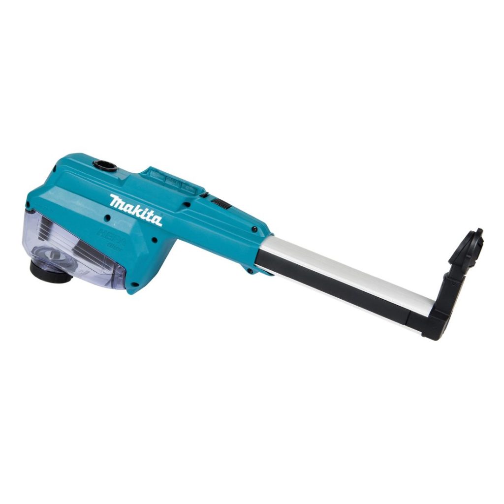 MAKITA Pölynimulisälaite DX15. Kuvassa pölynimulisälaite sivustapäin.