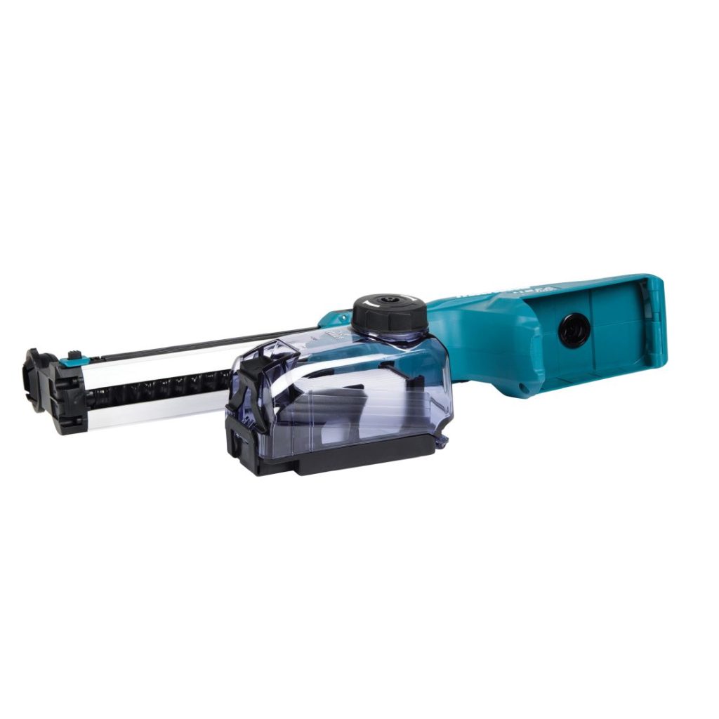 MAKITA Pölynimulisälaite DX15. Kuvassa pölynimulisälaite etuviistosta.