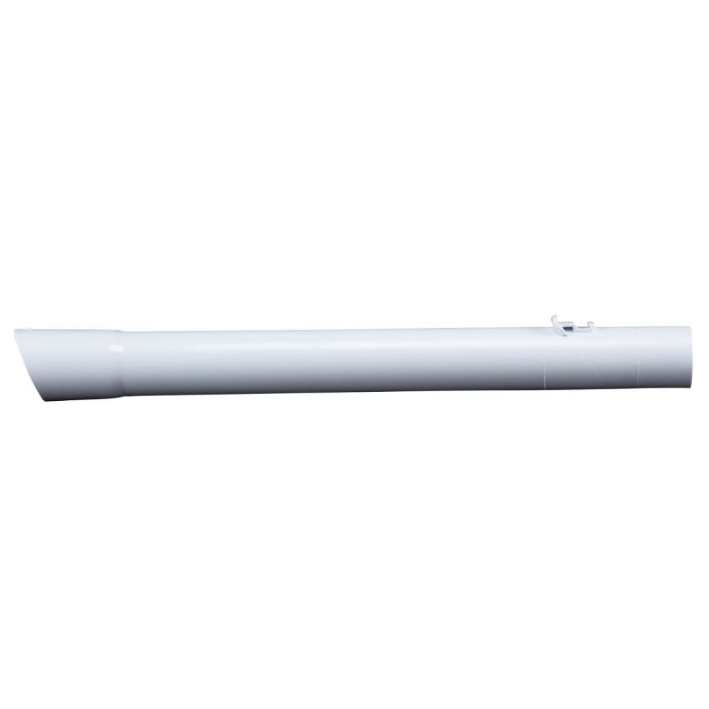 MAKITA Imuputki 340 mm, rikkaimureille, valkoinen, lukittava, syklonin kanssa. Kuvassa imuputki sivustapäin.