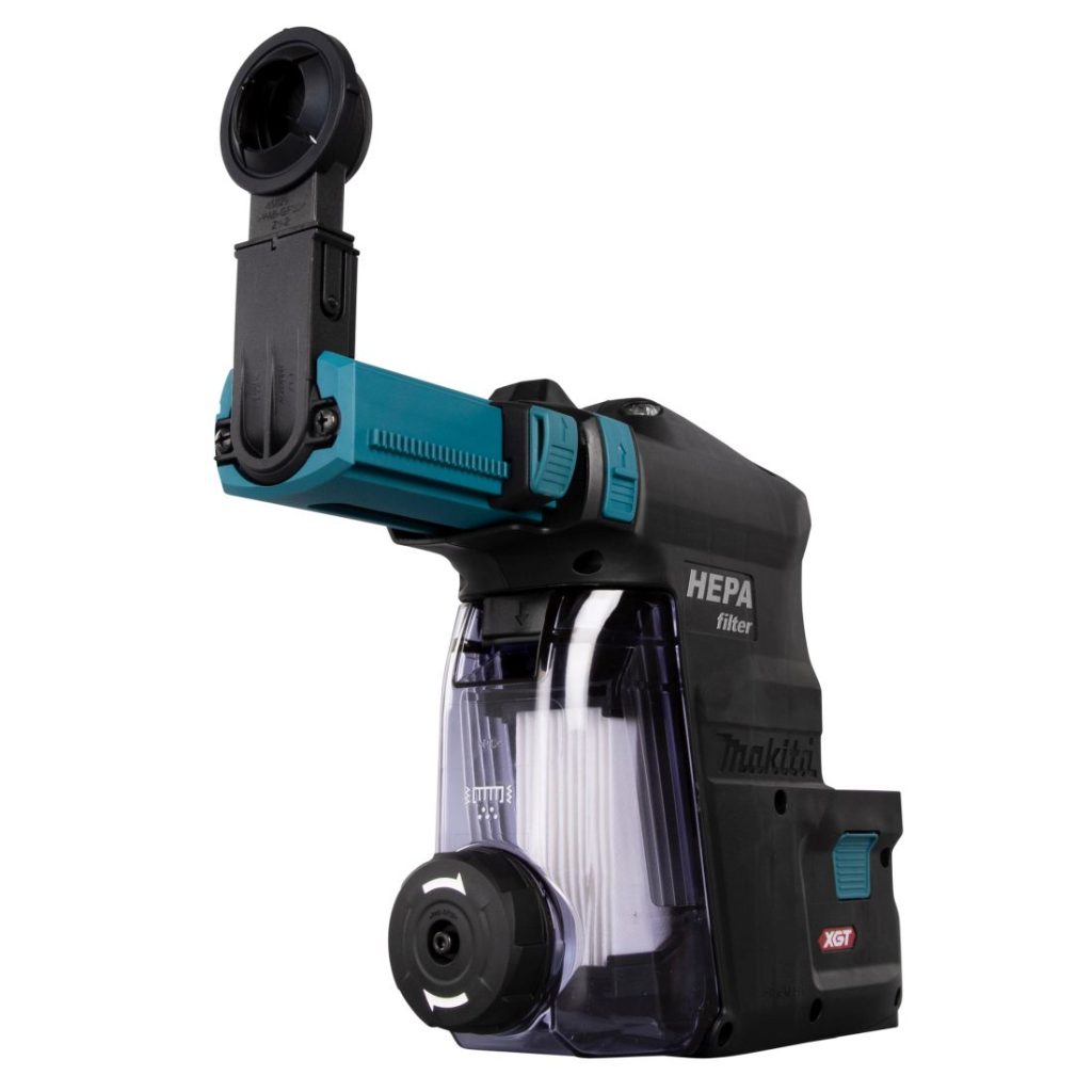 MAKITA Pölynimulisälaite DX12. Kuvassa pölynimulisälaite etualaviistosta.