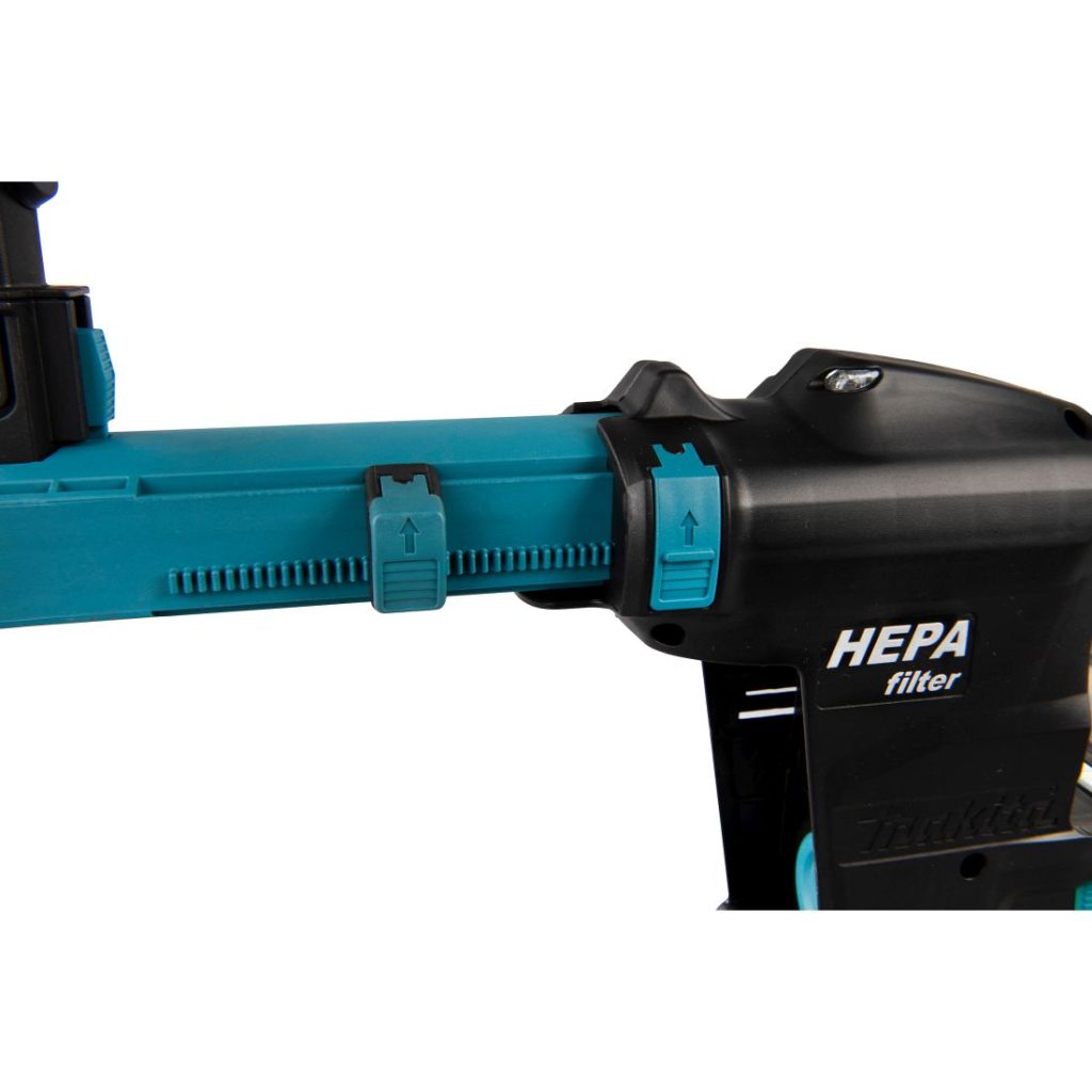 MAKITA Pölynimulisälaite DX14. Lähikuvassa pölynimulisälaite sivustapäin.