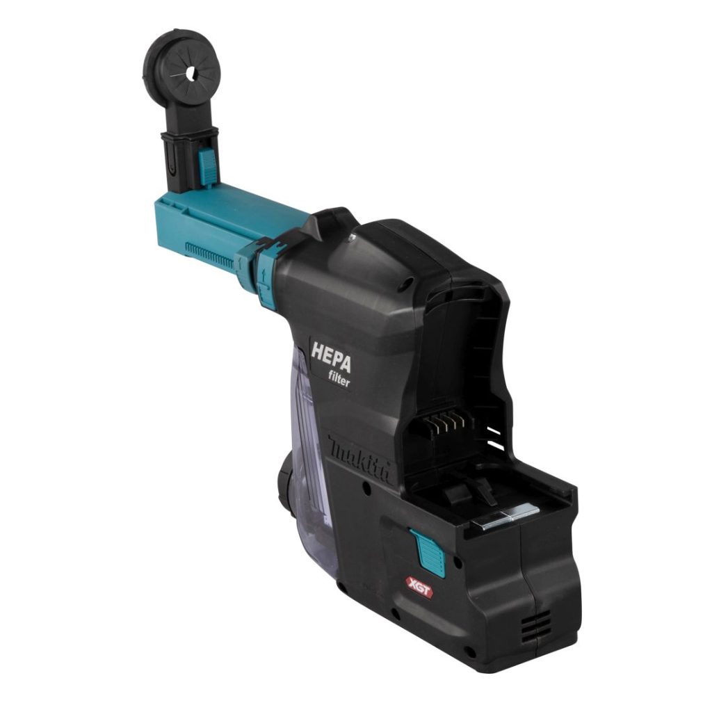 MAKITA Pölynimulisälaite DX14. Kuvassa pölynimulisälaite takayläviistosta.
