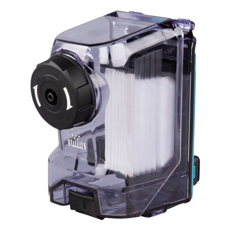 MAKITA Pölysuodatinkasetti ja suodatin DX10-DX11. Kuvassa pölysuodatinkasetti ja suodatin etuviistosta.