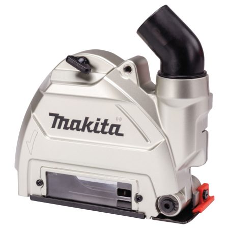 MAKITA Pölysuoja imuriliitännällä 125 mm, Ø32/37 mm. X-Lock kulmahiomakoneet. Kuvassa pölysuoja imuriliitännällä etuviistosta.
