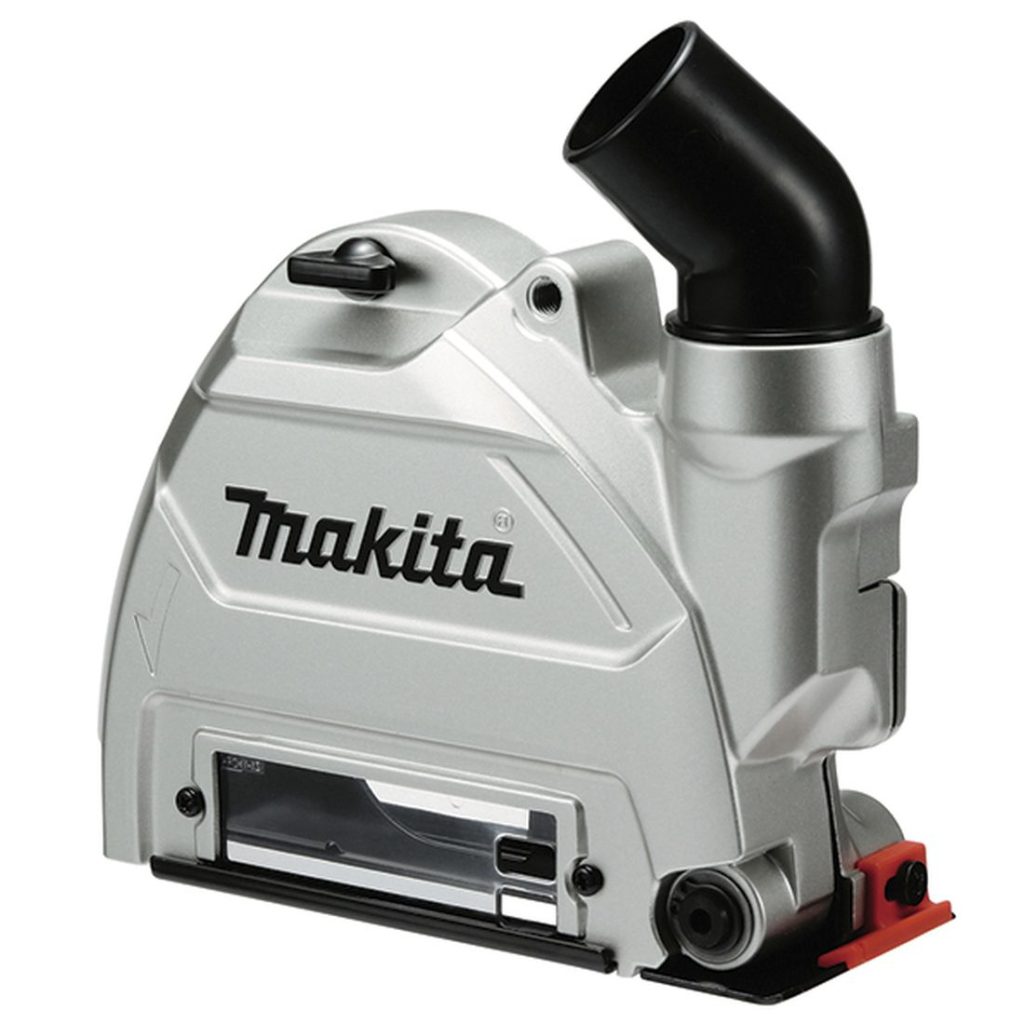 MAKITA Pölysuoja imuriliitännällä 125 mm, XGT. Kuvassa pölysuoja imuriliitännällä etuviistosta.