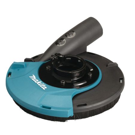 MAKITA Pölysuoja imuriliitännällä 125 mm kulmahiomakoneet ilman pikasäätöä. Kuvassa pölysuoja imuriliitännällä yläviistosta.