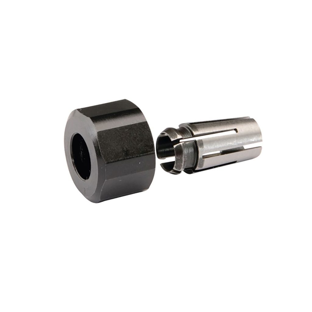 MAKITA Supistusholkki ja kiristyshylsy 8 mm. Kuvassa supistusholkki ja kiristyshylsy etuviistosta.