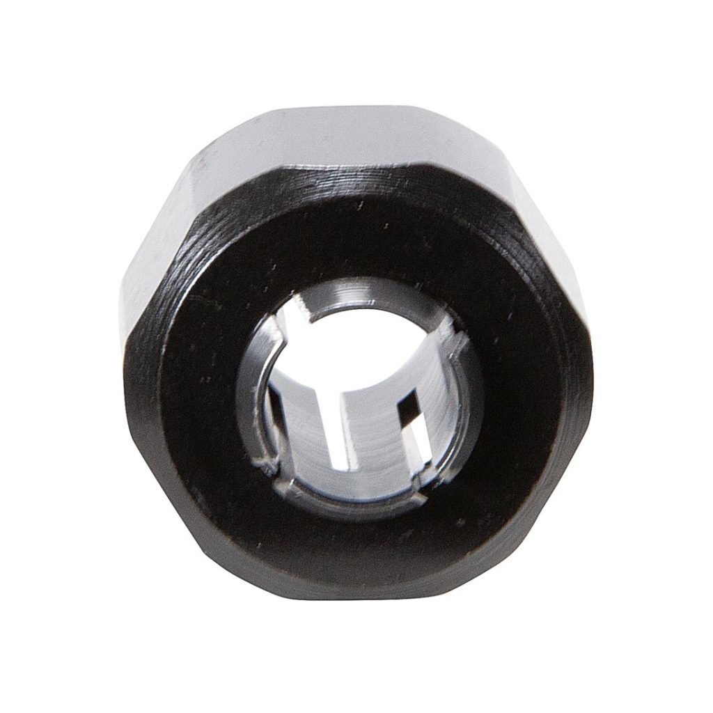 MAKITA Supistusholkki ja kiristyshylsy 8 mm. Kuvassa supistusholkki ja kiristyshylsy edestäpäin.