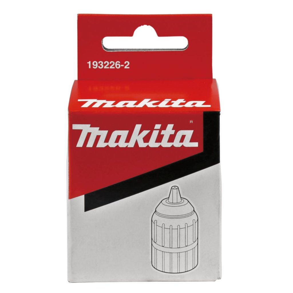 MAKITA Pikaistukka 10 mm, 1/2" - 20UNF. Kuvassa pikaistukkapakkaus edestäpäin.