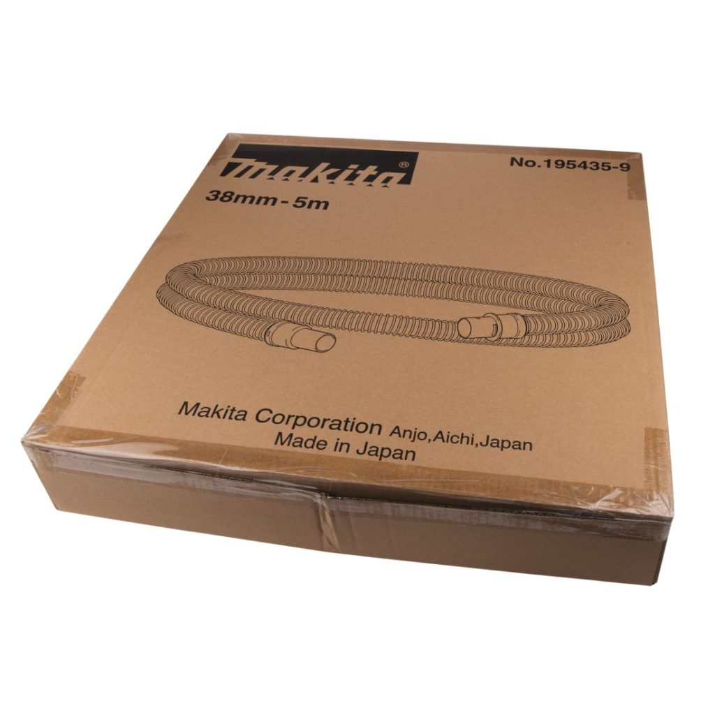 MAKITA Imuletku Ø 38 mm x 5000 mm. Kuvassa imuletkupakkaus etuyläviistosta.