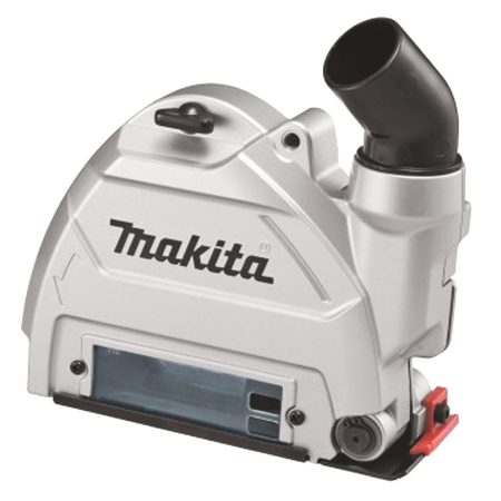 MAKITA Pölysuoja imuriliitännällä 125mm, Ø32/37mm, max.katkaisusyvyys 25 mm. Kuvassa pölysuoja imuriliitännällä etuviistosta.