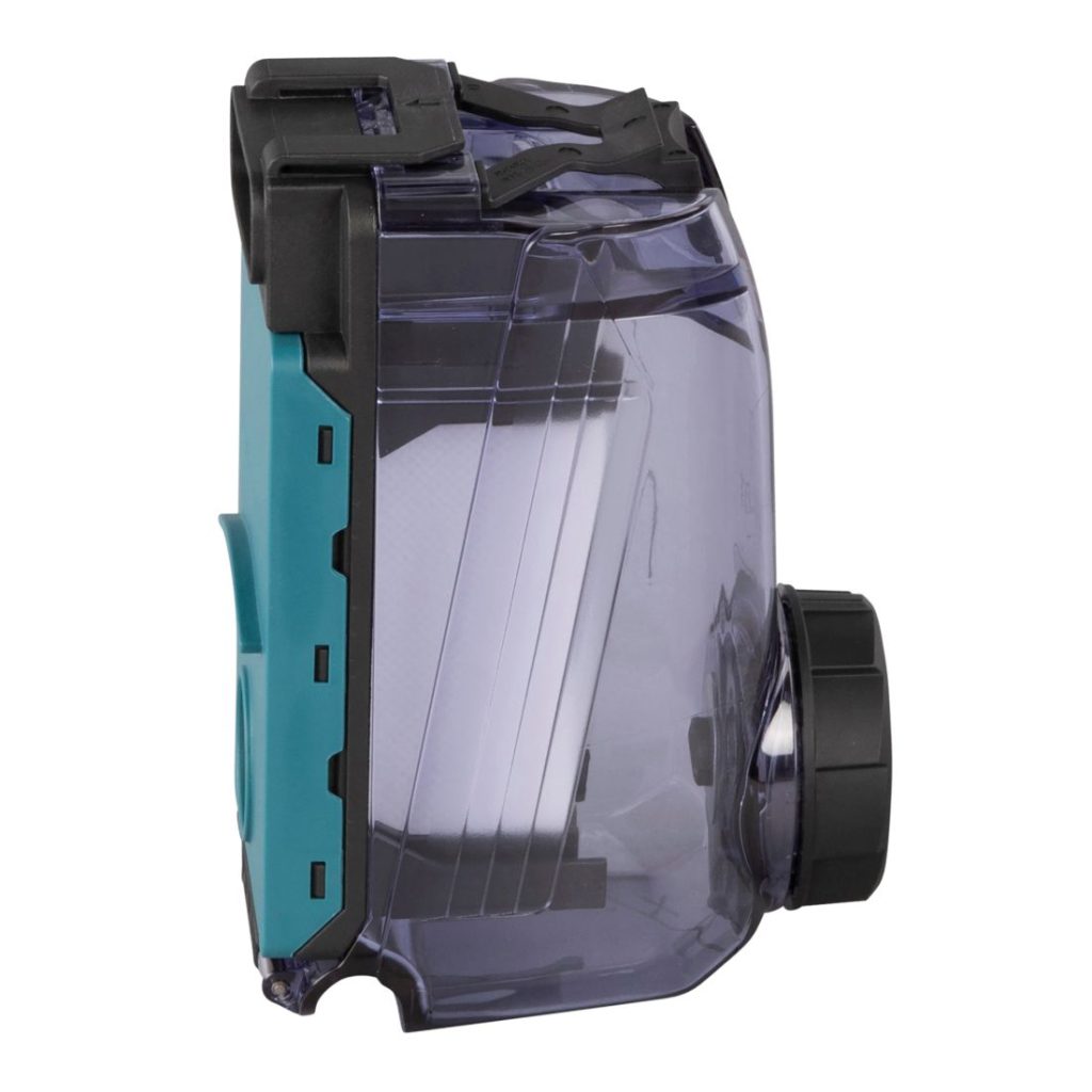 MAKITA Pölysuodatinkasetti ja suodatin DX01-DX09 (ei DX05). Kuvassa pölysuodatinkasetti ja suodatin sivustapäin.