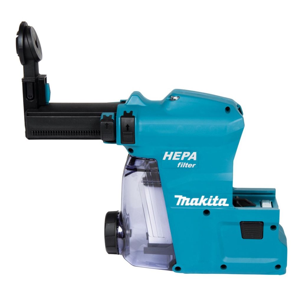 MAKITA Pölynimulisälaite DX08. Kuvassa pölynimulisälaite sivustapäin.