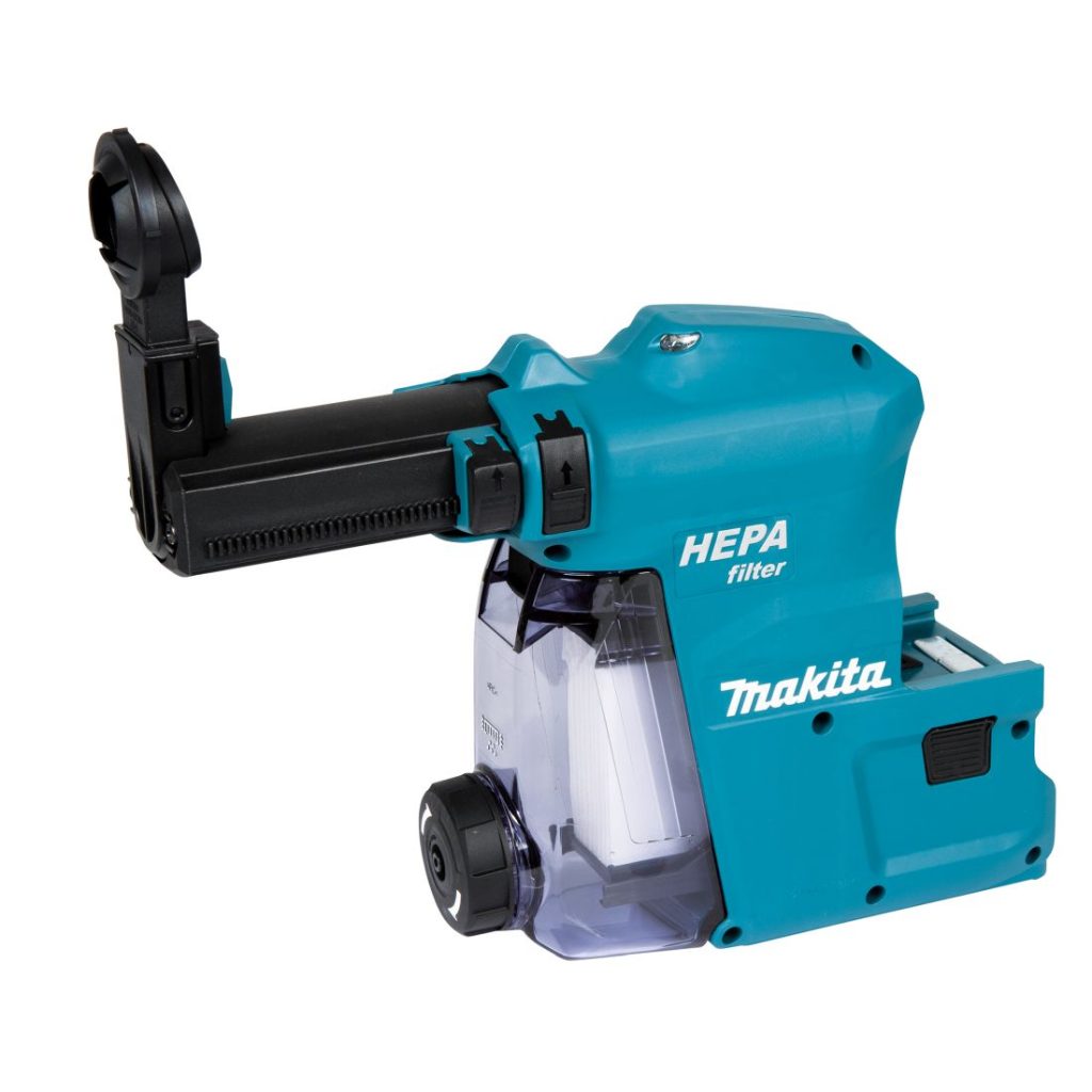 MAKITA Pölynimulisälaite DX08. Kuvassa pölynimulisälaite etuyläviistosta.