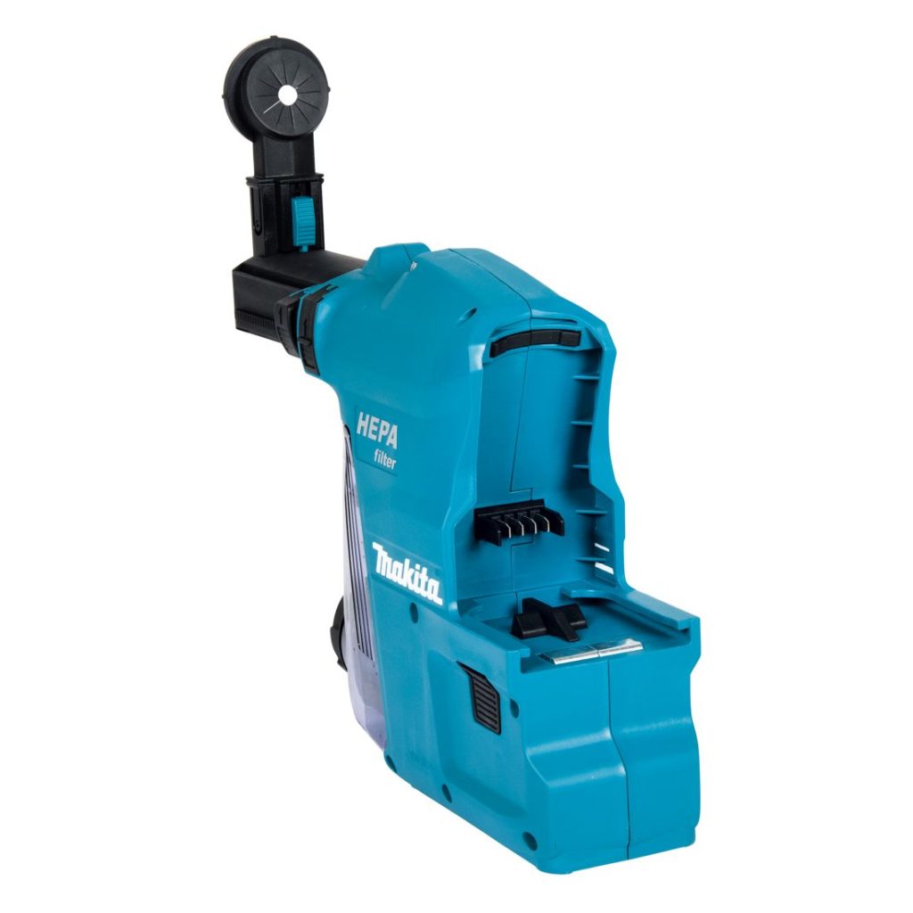 MAKITA Pölynimulisälaite DX08. Kuvassa pölynimulisälaite takayläviistosta.