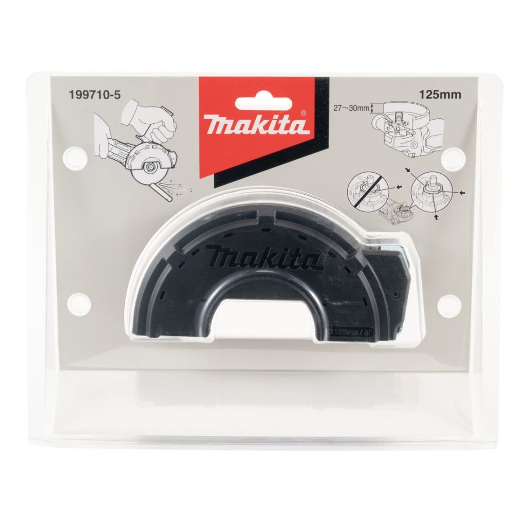 MAKITA Laikansuojan lisäosa 125 mm. Kuvassa laikansuojan lisäosan tuotepakkaus edestäpäin.
