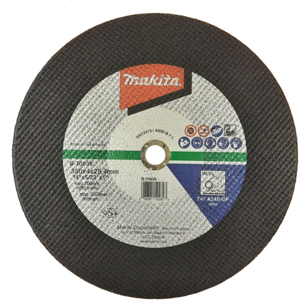 MAKITA Katkaisulaikka metallille, 350 x 25,4 mm. Kuvassa katkaisulaikka edestäpäin.