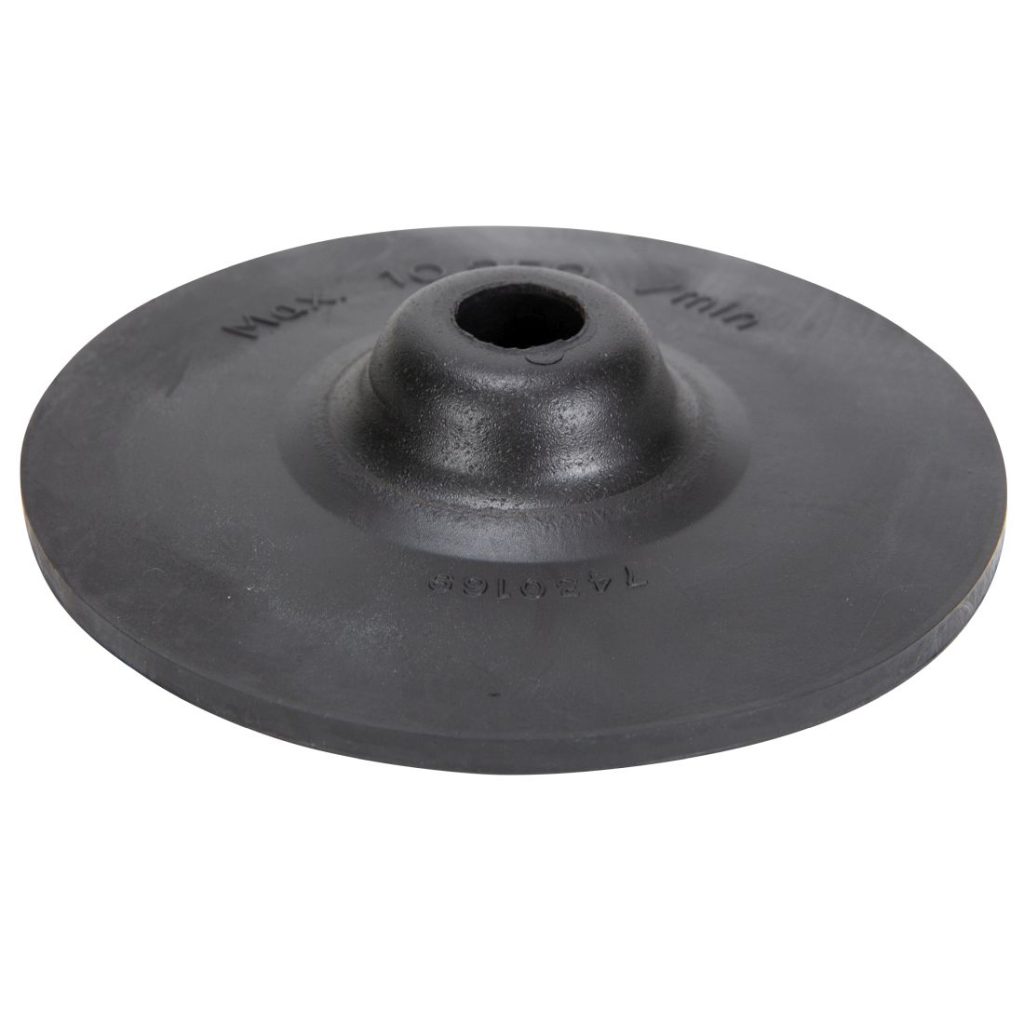 MAKITA Hiomalautanen 125 mm, kumia, M14. Kuvassa hiomalautanen yläviistosta.