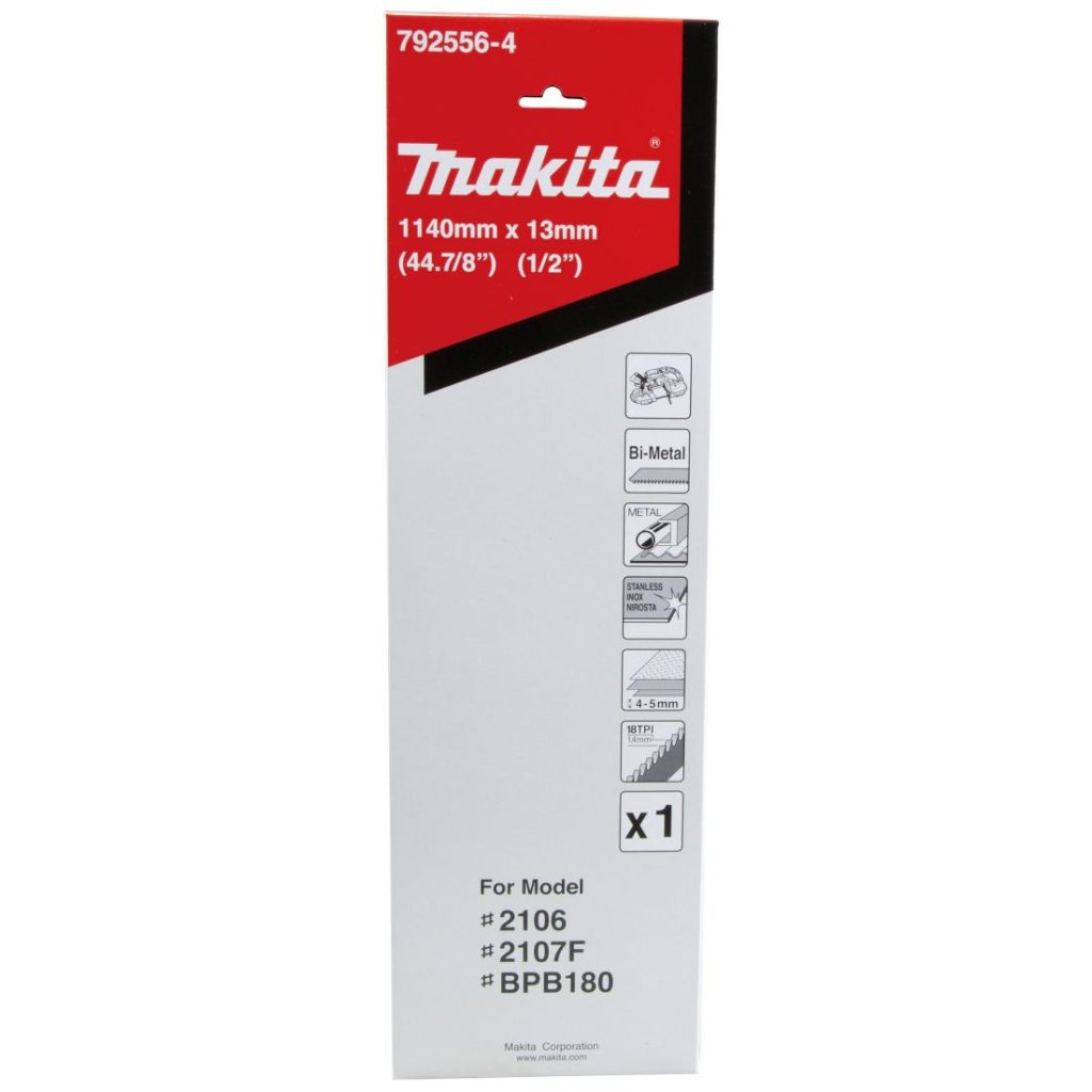 MAKITA Vannesahanterä 13x1140 mm BiM 18tpi 1 kpl. Kuvassa vannesahanteräpakkaus edestäpäin.