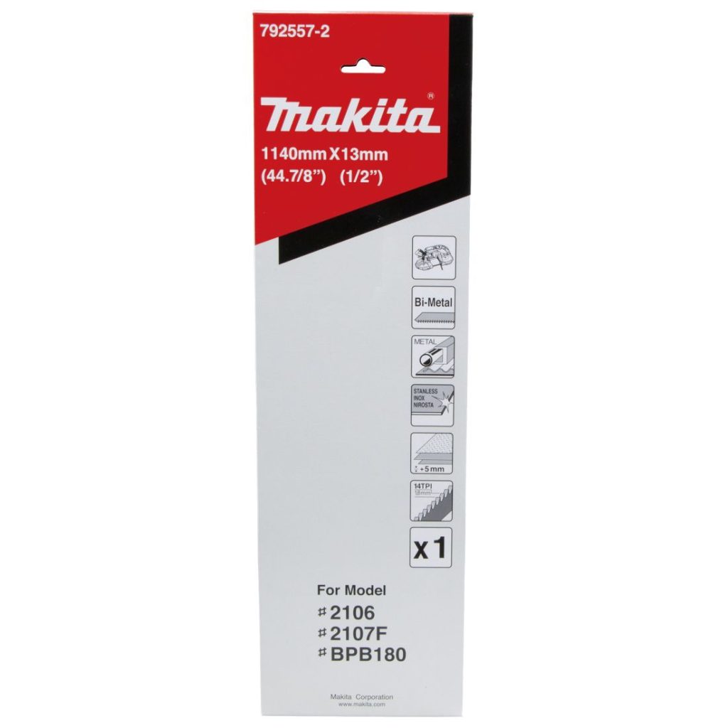 MAKITA Vannesahanterä 13x1140 mm BiM 14tpi 1 kpl. Kuvassa vannesahanteräpakkaus edestäpäin.