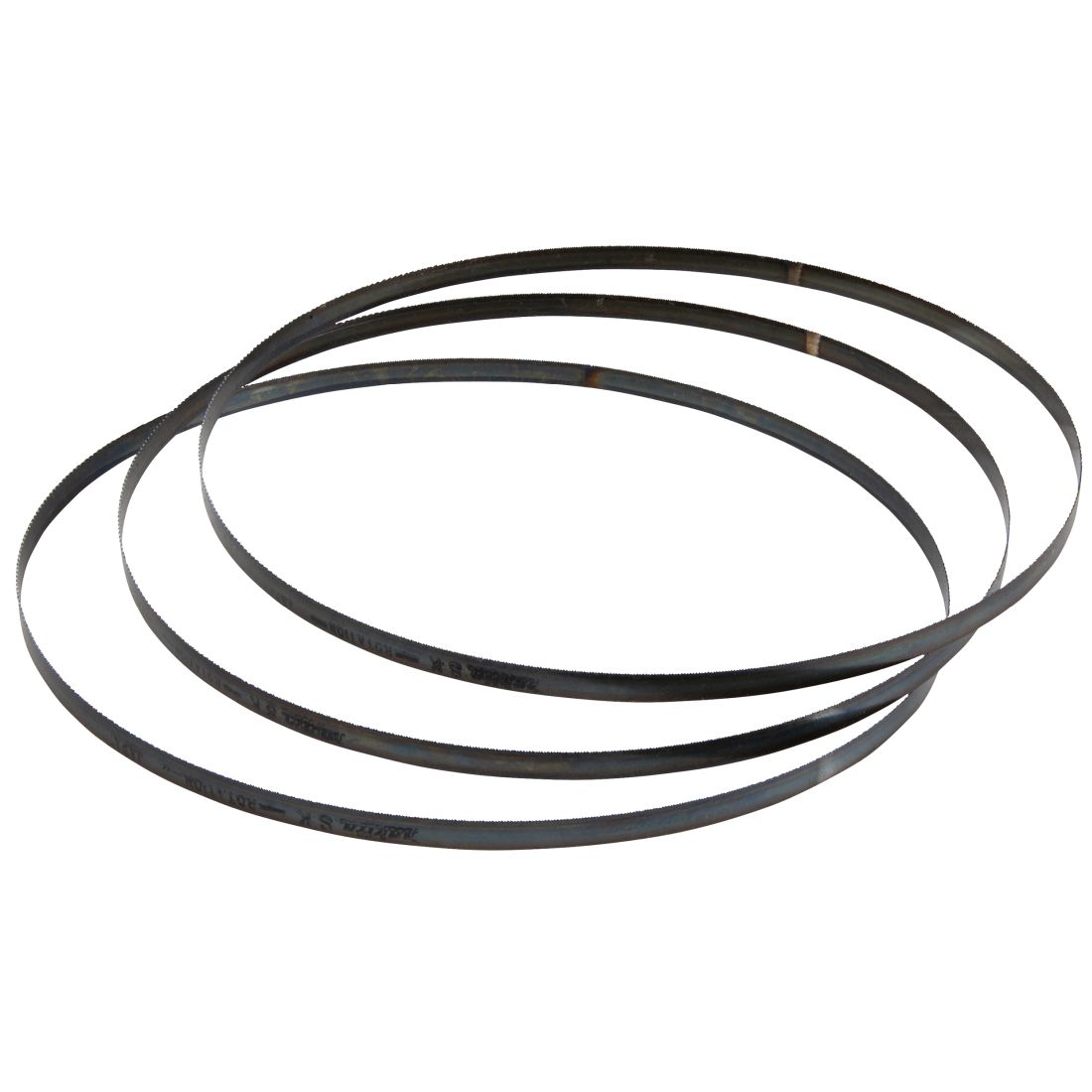 MAKITA Vannesahanterä 13x1140 mm HCS 24tpi 3 kpl. Kuvassa kolme vannesahanterää yläviistosta.