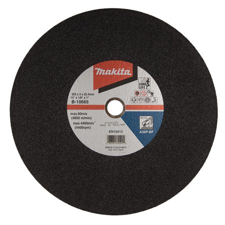 MAKITA Katkaisulaikka 355x3,0mm teräs, valurauta, 5kpl. Kuvassa katkaisulaikka edestäpäin.
