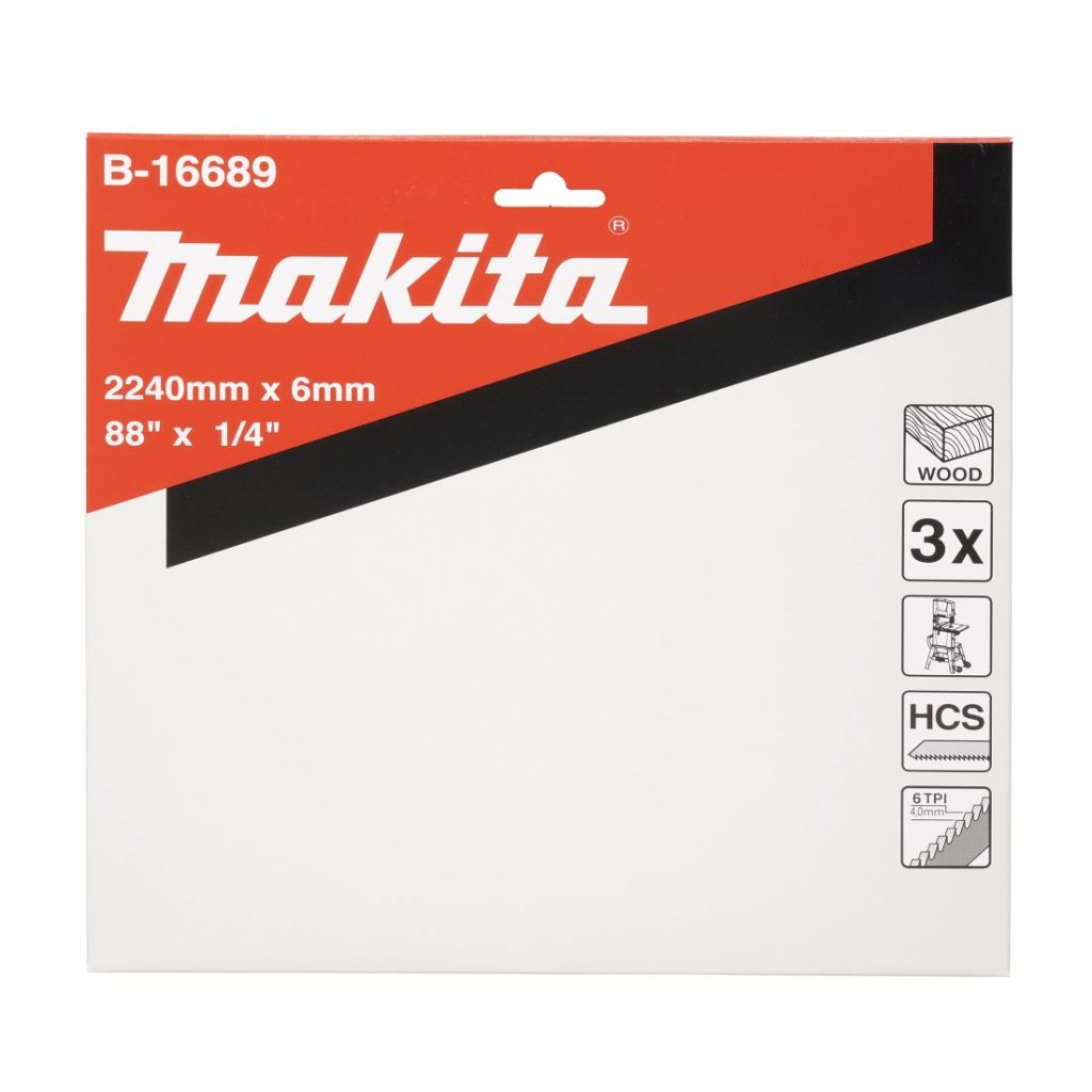 MAKITA Vannesahanterä 6x2240mm HCS 6tpi 3 kpl. Kuvassa vannesahanteräpakkaus edestäpäin.