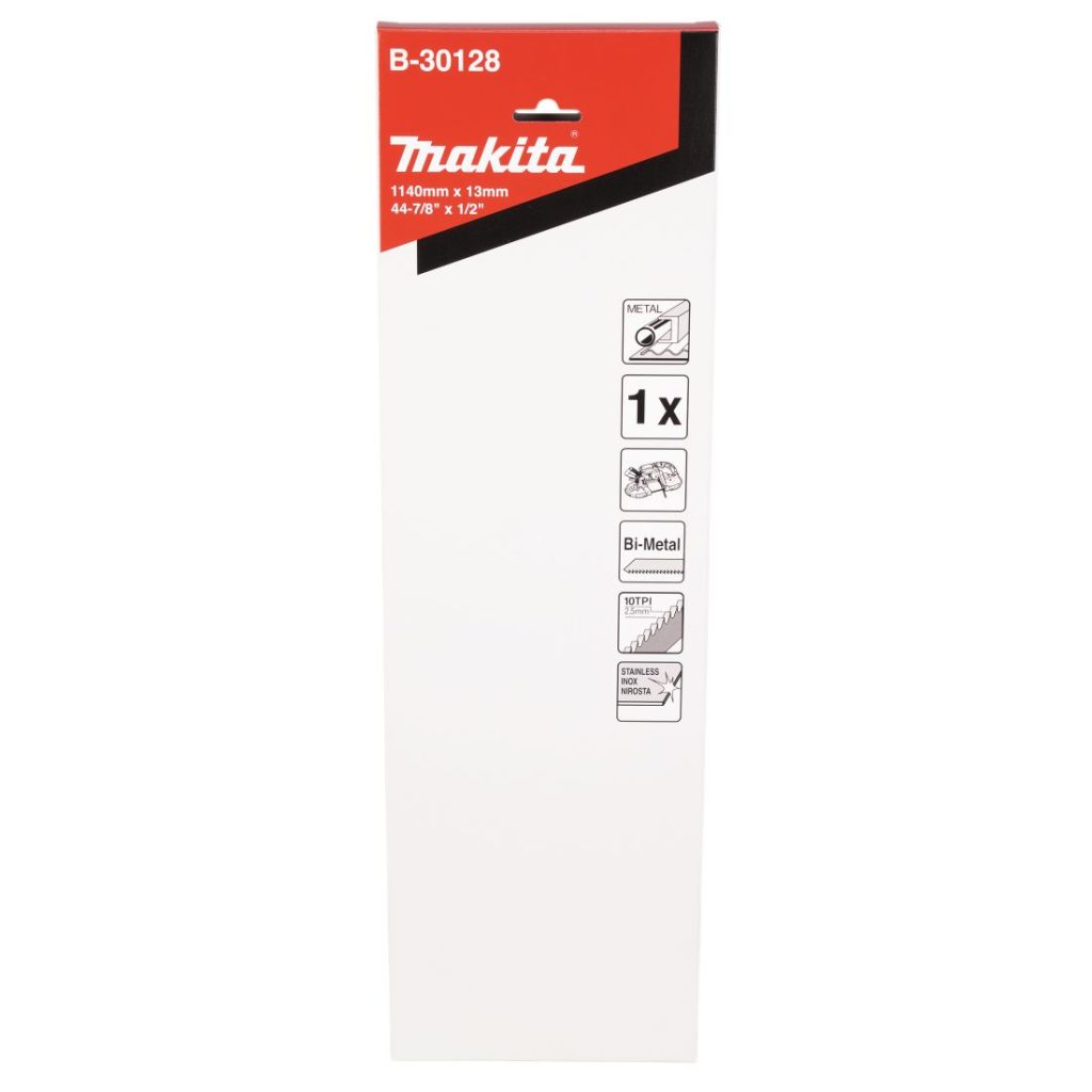 MAKITA Vannesahanterä 13x1140 mm BiM 10tpi 1kpl. Kuvassa vannesahanteräpakkaus edestäpäin.