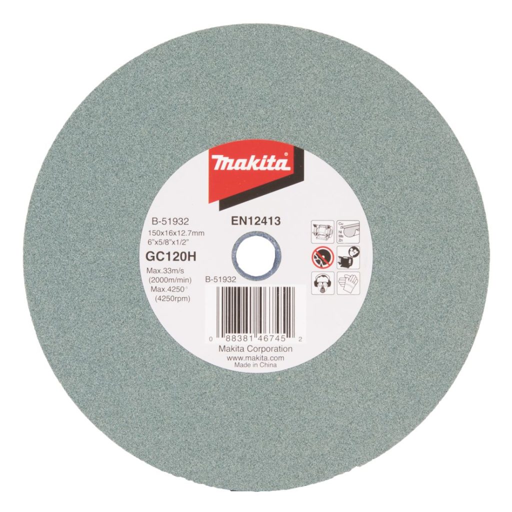MAKITA Penkkihiomakoneen laikka 150x16x12,7 mm, GC120H hieno alu, kupari, messinki. Kuvassa penkkkihiomakoneen laikka ylhäältäpäin.