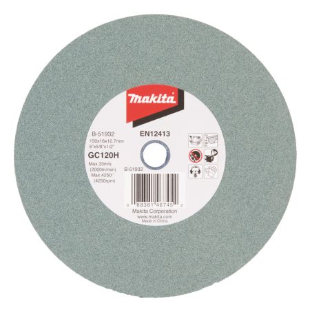 MAKITA Penkkihiomakoneen laikka 150x16x12,7 mm, GC120H hieno alu, kupari, messinki. Kuvassa penkkkihiomakoneen laikka ylhäältäpäin.