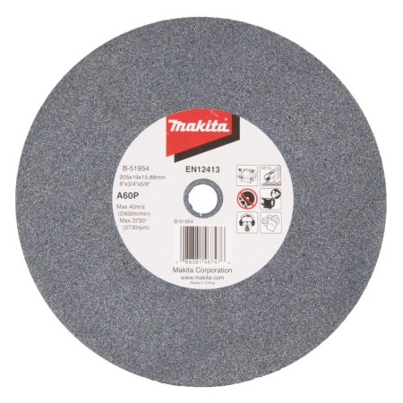 MAKITA Penkkihiomakoneen laikka 205x19x15,88 mm, A60P keskikarkea. Kuvassa penkkkihiomakoneen laikka ylhäältäpäin.