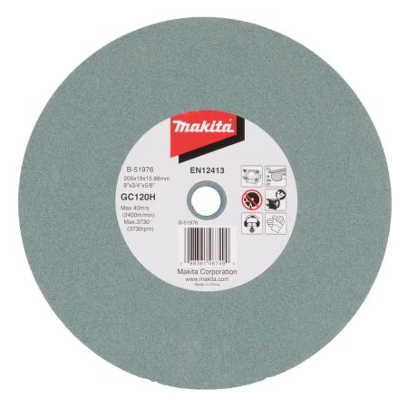 MAKITA Penkkihiomakoneen laikka 205x19x15,88 mm, GC120H hieno alu, kupari, messinki. Kuvassa penkkkihiomakoneen laikka ylhäältäpäin.