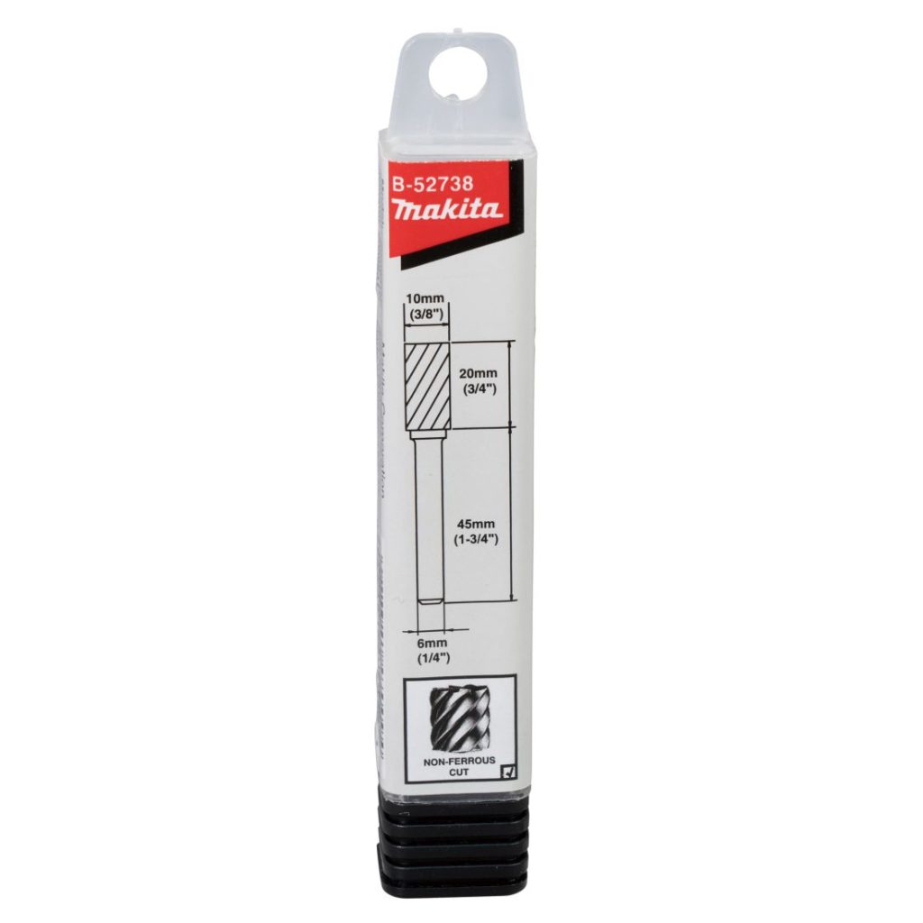 MAKITA Kovametalliviila 10x20mm, muoto A. Kuvassa kovametalliviilapakkaus edestäpäin.