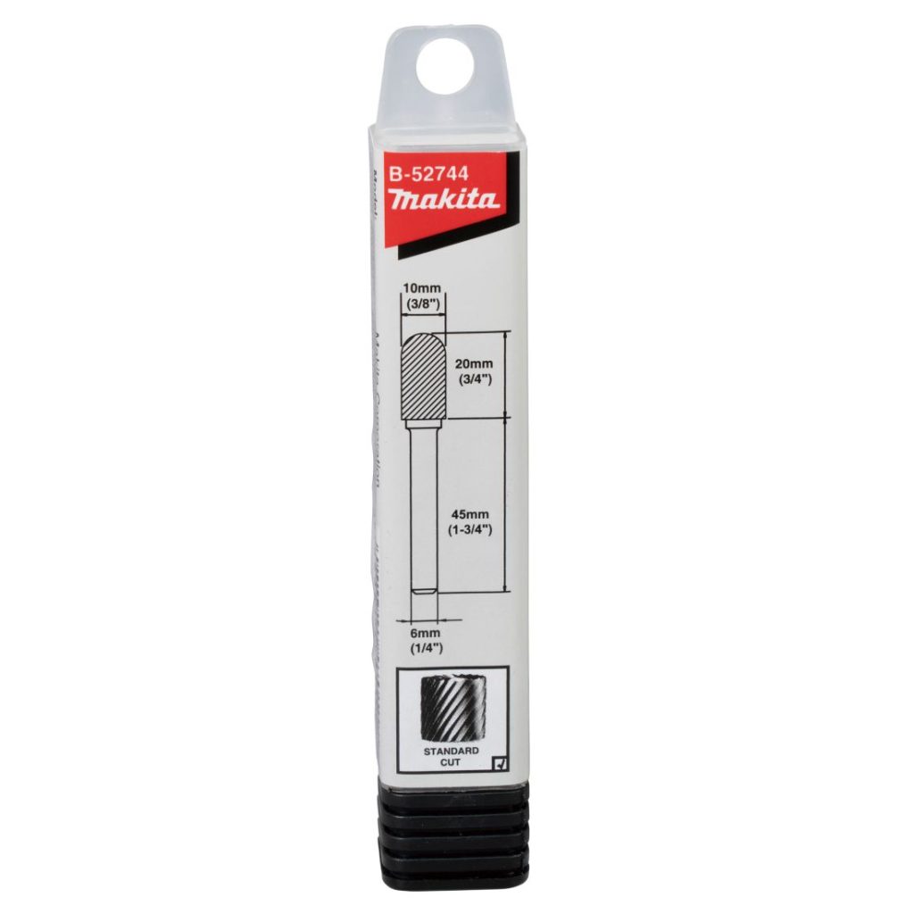 MAKITA Kovametalliviila 10x20mm, muoto C. Kuvassa kovametalliviilapakkaus edestäpäin.