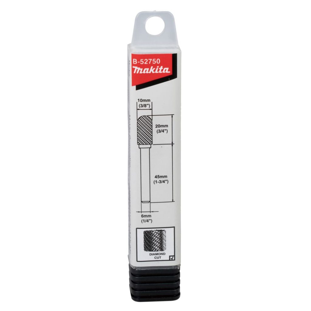 MAKITA Kovametalliviila 10x20mm, muoto C. Kuvassa kovametalliviilapakkaus edestäpäin.
