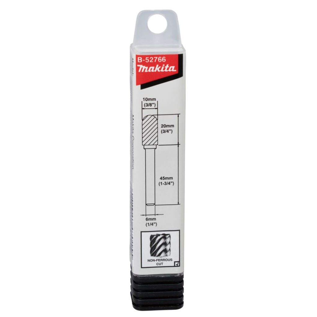 MAKITA Kovametalliviila 10x20mm, muoto C. Kuvassa kovametalliviilapakkaus edestäpäin.