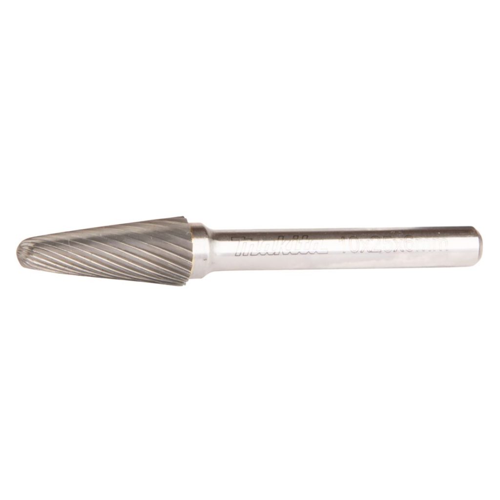 MAKITA Kovametalliviila 10x25mm, muoto L. Kuvassa kovametalliviila sivustapäin.