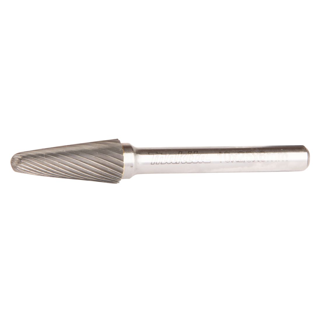 MAKITA Kovametalliviila 10x25mm, muoto L. Kuvassa kovametalliviila sivustapäin.